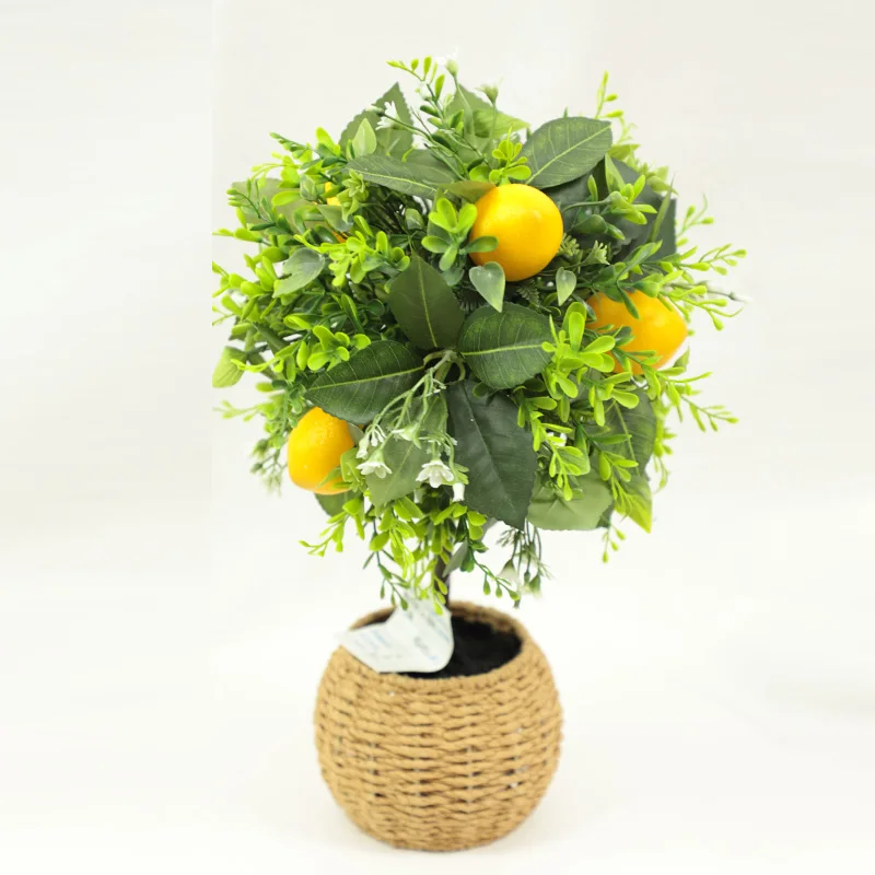 New Design Plastic Artificial Potted Globular Lemon Tree With Fruit Wholesale Artificial Plant For Indoor Decoration