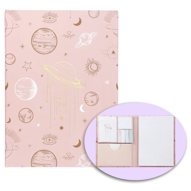 Personalized Hardcover Floral Sticky Notes Set with pocket Colorful Design Sticky Notes with Writing Memo