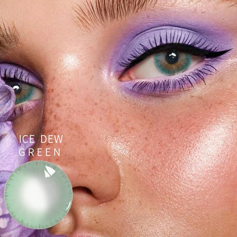 taoqihou 2pcs/pair with Power Degree Colored Contact Lenses Ice Dew Cosmetic Soft Natural Color Contact Lens for eyes