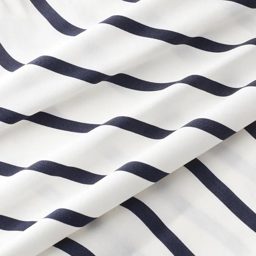 
2020 hot office ladies long contrast color striped 3/4 sleeve silk blouse 