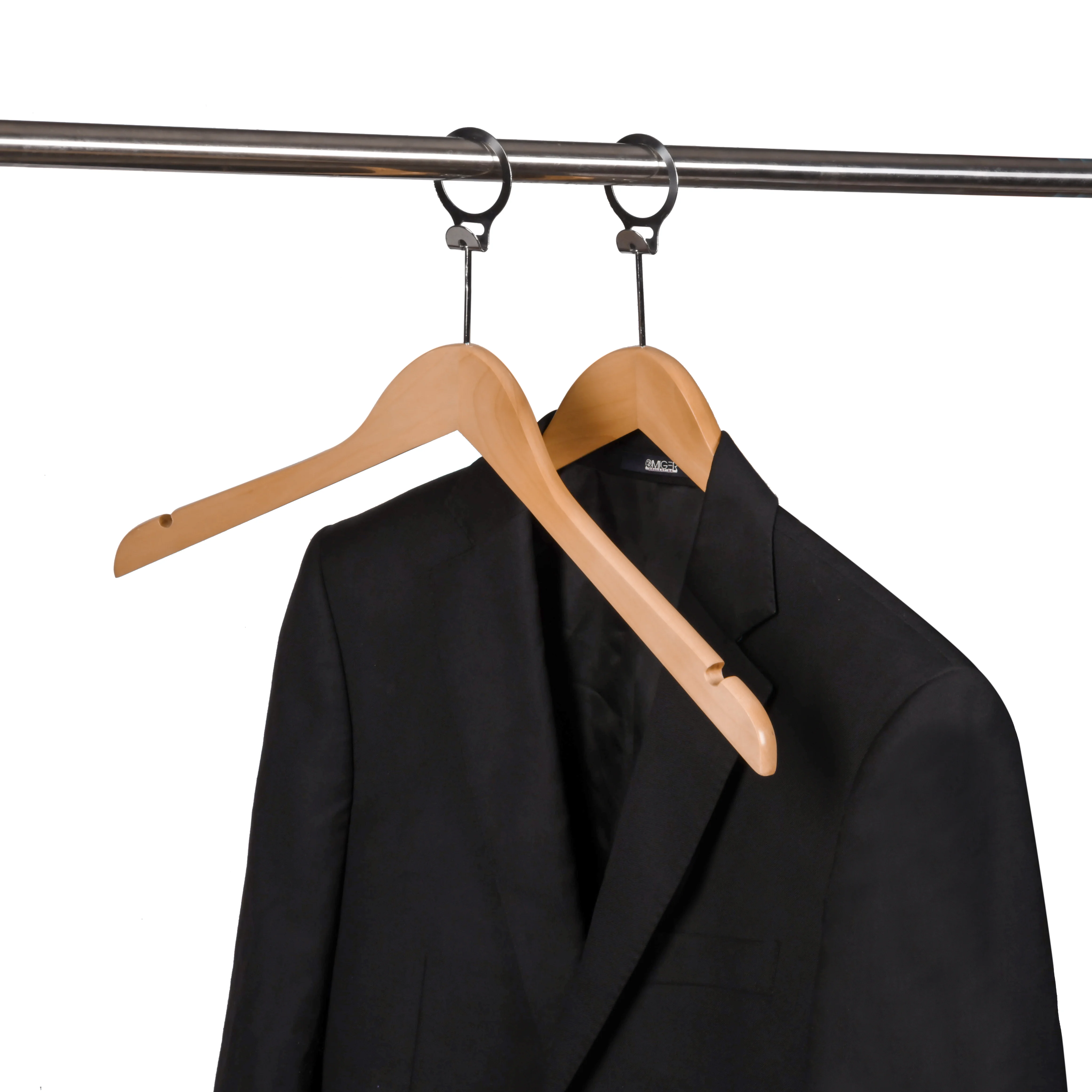 Cheap Anti-thief Natural Wooden Hotel Hangers with Ring