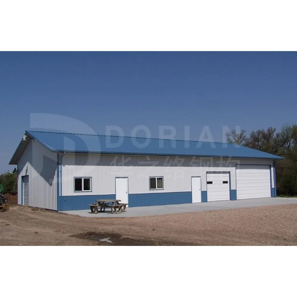 80x100 Cheap Metal Workshop Building Industrial Steel Structure Warehouse With Gutters