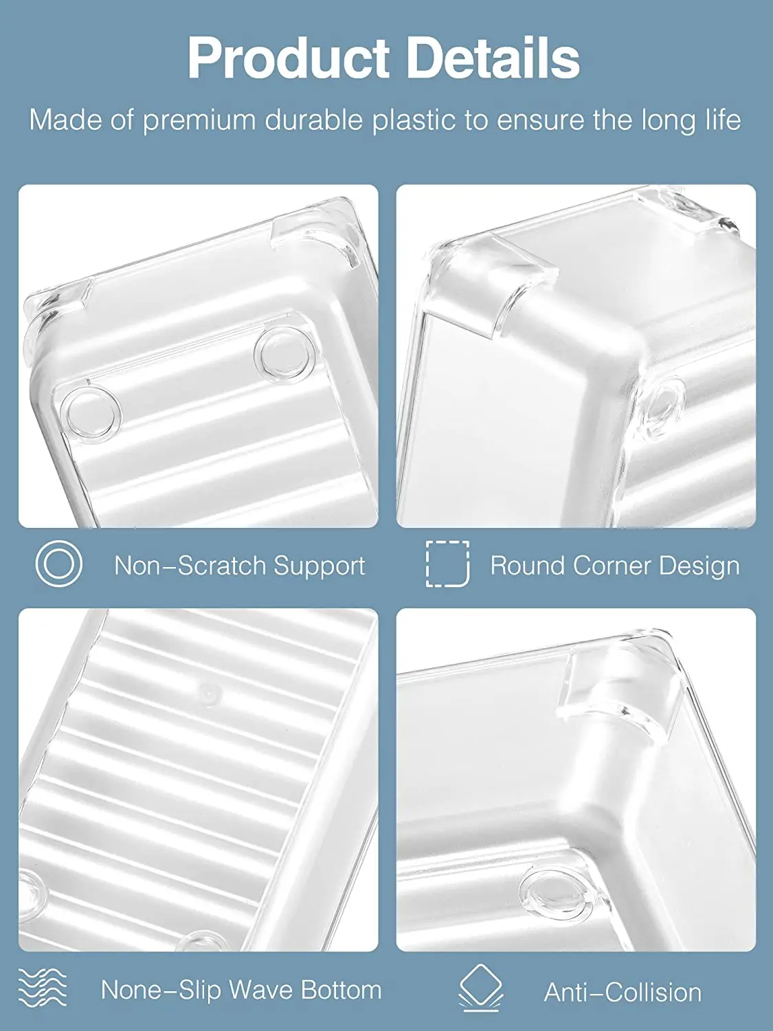 Desk Drawer Organizer Trays Set for Cutlery Makeup Tools Hot Sale Multi-purpose Plastic Storage Boxes Bins Acrylic Clear
