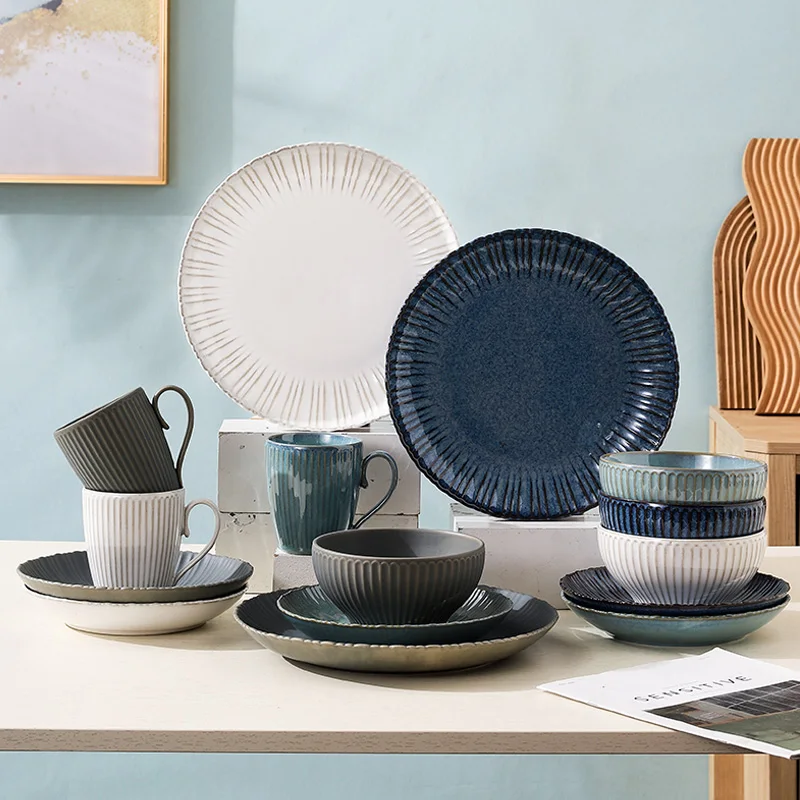 Hot selling tableware dinner plate and bowl custom color home kitchenware ceramic dinnerware sets