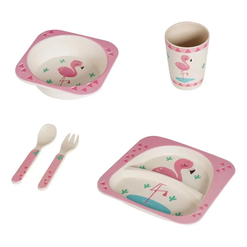 New Chinese Style Customized bamboo fiber kid dinnerware kids eating tableware set
