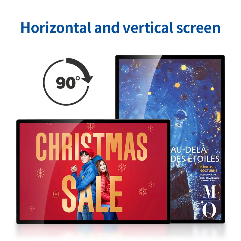 43 49 55 65 inch wall mounted media player android box tv lcd advertising screen vertical indoor display digital signage