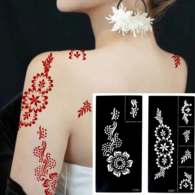 wholesale custom temporary tattoo body art festival stickers bishop henna stencil Use with Henna Cones tattoo gizmo