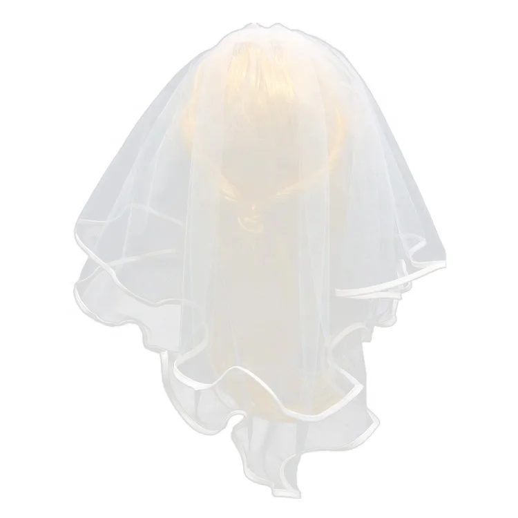 Cute White Little Bridal Wedding Veil, Bachelorette Party Wedding Veil with Comb