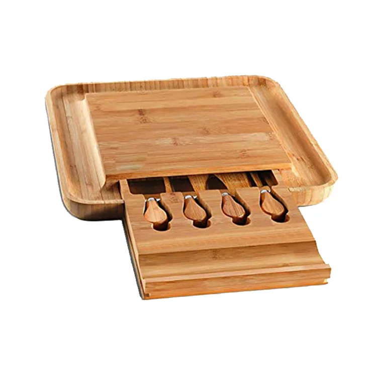 Exquisite Workmanship Not Easy To Mildew Bamboo Cheese Board Set