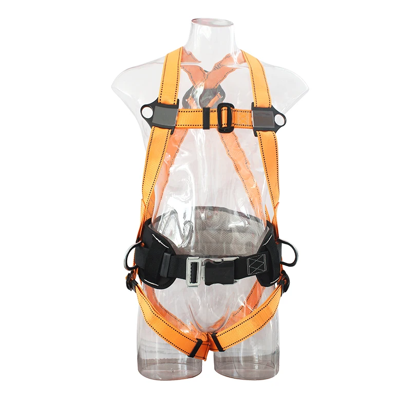 outdoor rock climbing Aluminum automatic buckles polyester webbing full body safety harness