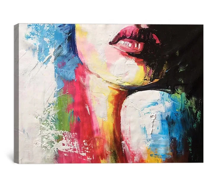 100% Handmade POP art oil painting beautiful abstract women wall art hand-painted oil painting modern colorful canvas painting