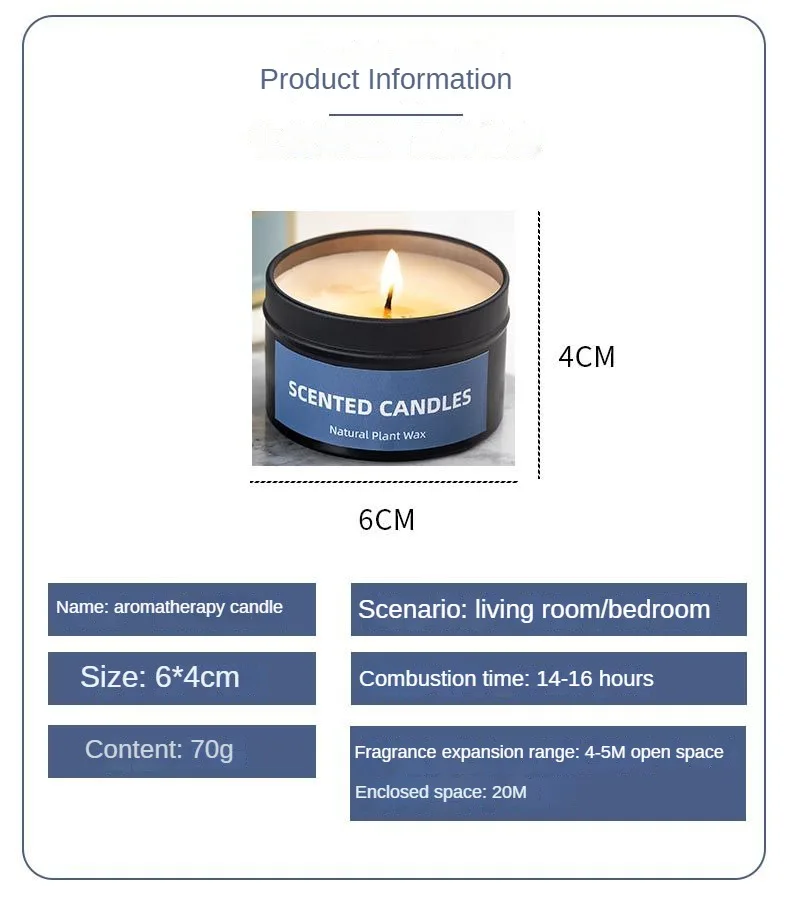 Custom Logo Soy Scented Candle With Smokeless Fragrance Luxury Creative DIY Tin Aromatic Candles For Home Decoration items