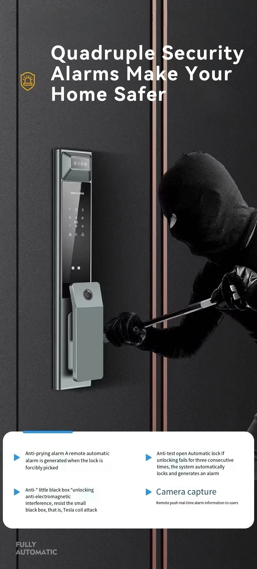 Wholesale Price High End 3D Face Recognition Smart Door Lock Video Voice with Camera and Eye Scanner For Entry Door