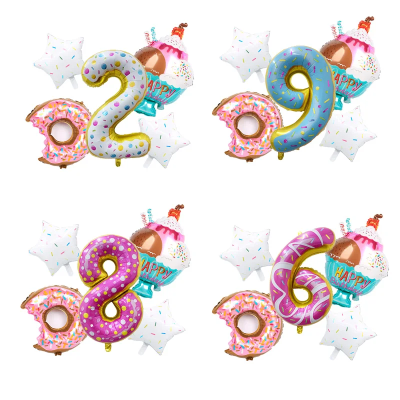 
Ice cream digital package aluminum foil globos birthday theme party holiday celebration children birthday theme scene decoration 