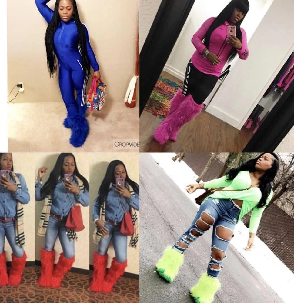 Дропшиппинг женские теплые пушистые белые осенне-зимние сапоги для женщин