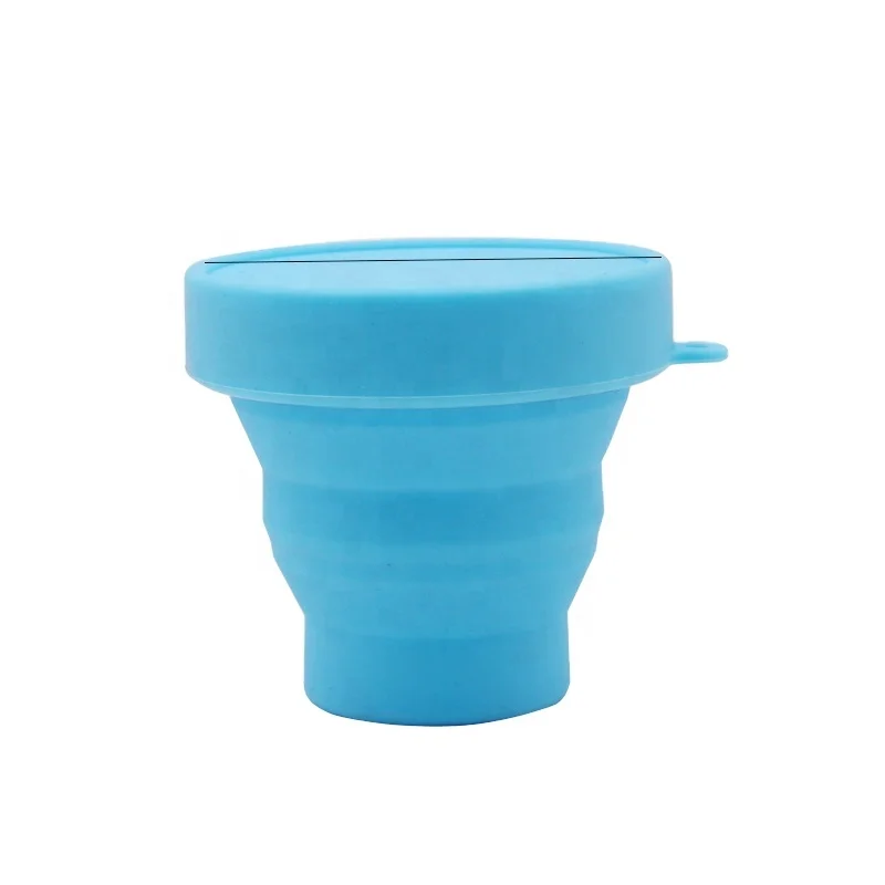 Wellfine Wholesale Collapsible Cup Outdoor Sports Silicone Folding Water Cup Retractable Foldable Travel Coffee Cups with Lids