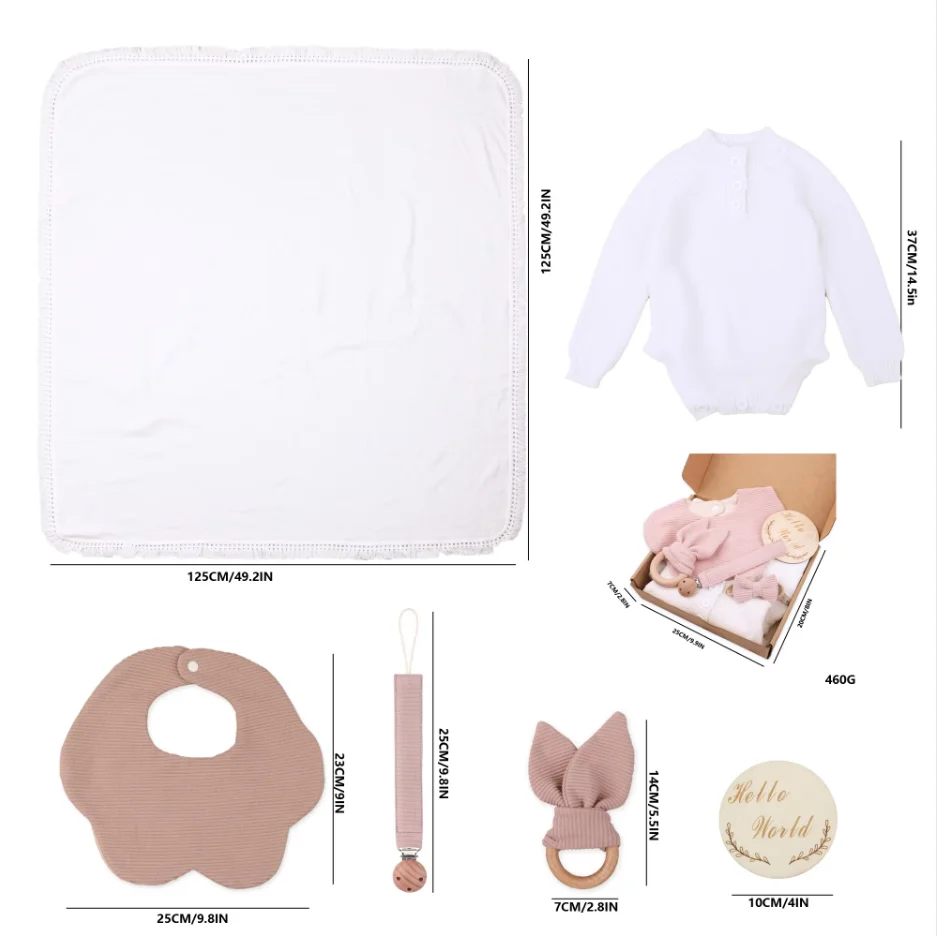 Newborn Baby Birth Gift Box Baby Shower Blanket Pacifier Chain Crochet brup cloth bunny teether gift Sets Baby Products