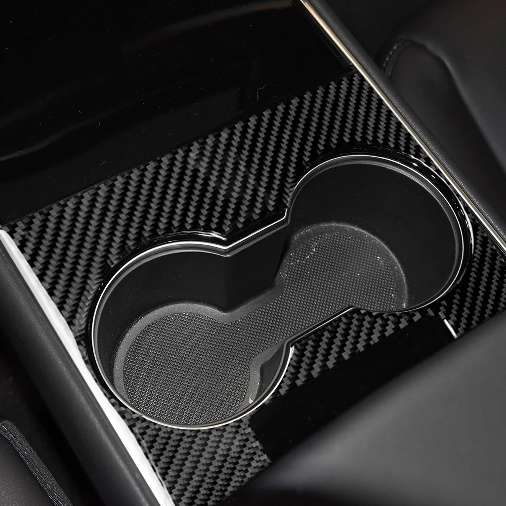 3pcs/set Carbon Fiber Car Center Console Storage Boxes Cover Sticker Decoration Protector Accessories for Tesla Model 3