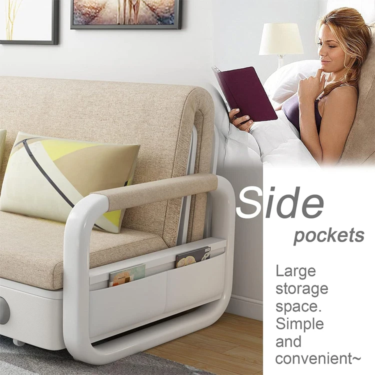 Sofa Cum Bed Modern Design White Single Double Fabric Folding Sofa Bed Set Furniture Living Room Sofa Bed With Storage for Home
