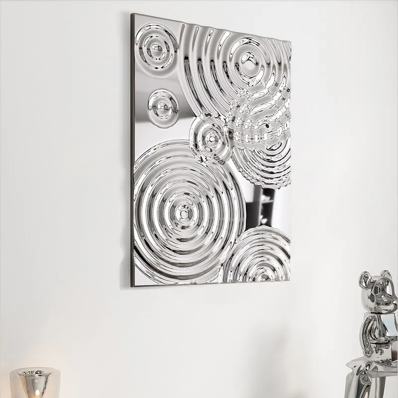 Model room metal living room dining room sofa background wall stainless steel wall decoration creative wall hanging pieces