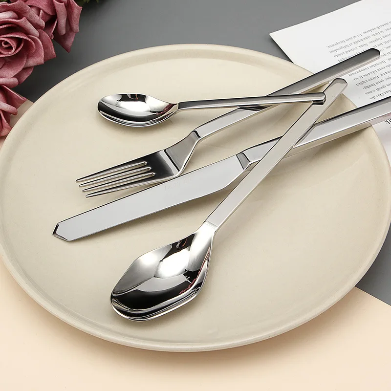 2023 New Hot Selling 4 Piece Silver Set Stainless Steel Tableware for Wedding and Party Rental
