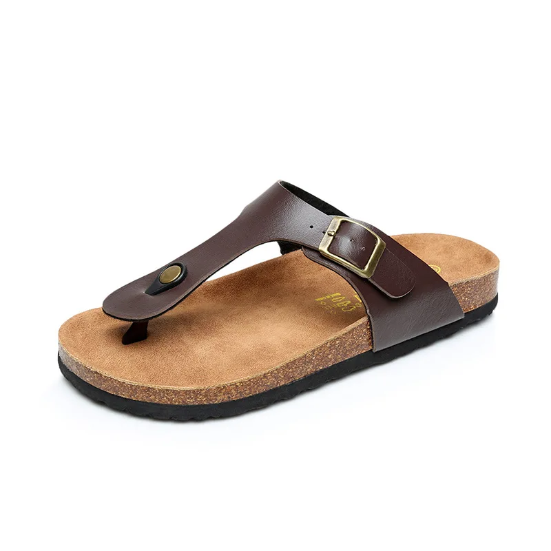 Top Quality Wholesale women Buckle Straps Cork Sole Sandals with Cow Leather Foot bed Summer Sandals