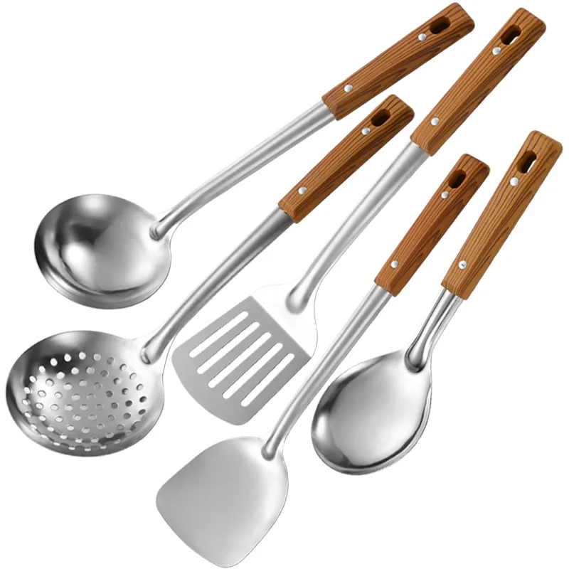 Cheap4-5 pcs ladle skimmer. Household cooking tool. Spoon skimmer. Slotted scraper. Stainless steel kitchen cookware set.