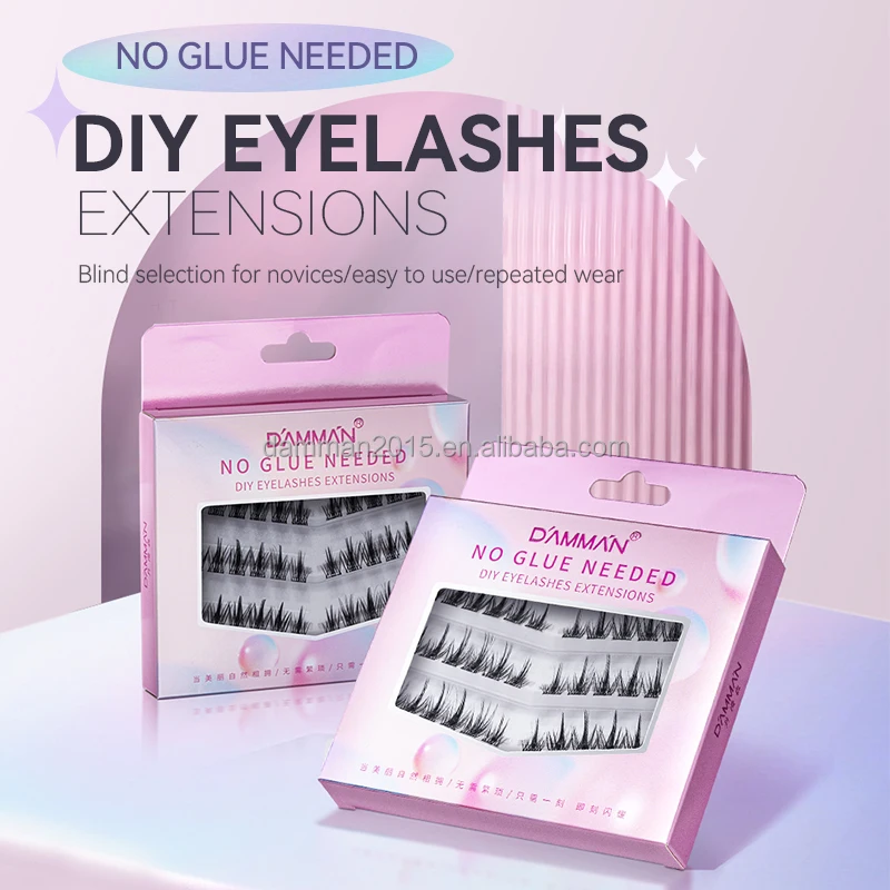 DAMMAN Self Adhesive DIY Eyelash Waterproof Sweatproof Natural Lashes With Tweezers Wholesale