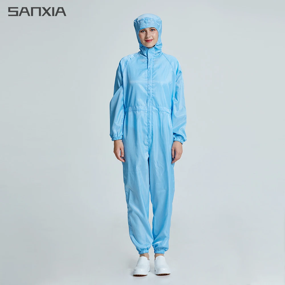 esd coveralls reusable anti static garment cleanroom bunny suit supplier