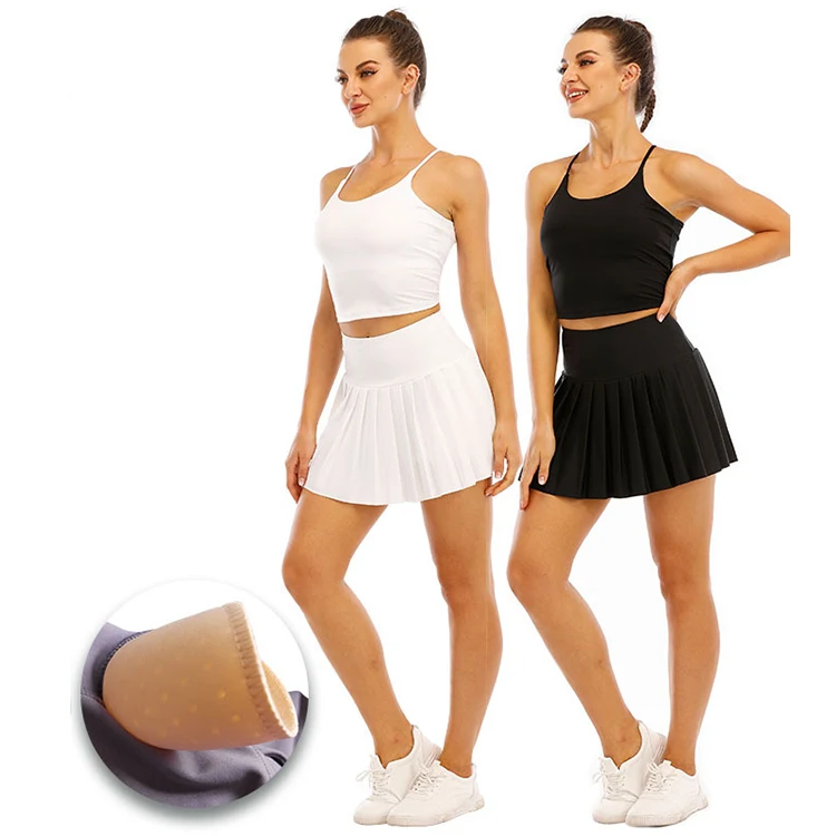 Two Pieces Women Sport Short Skirt Yoga Fitness Wear Nude Feel Breathable Safety lining Tennis Golf Skirt With Pocket