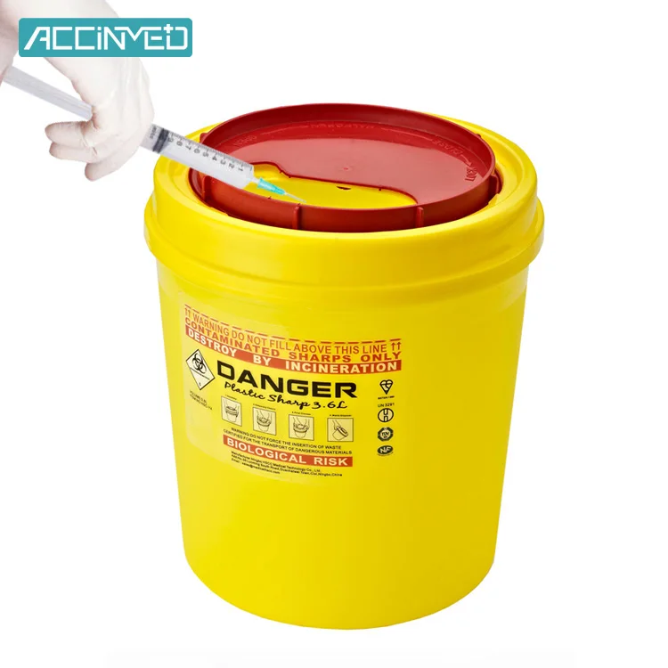 Factory Price Medical Hospital Waste Plastic Box Leak Proof Biohazard Disposal Round Sharps Container 4L