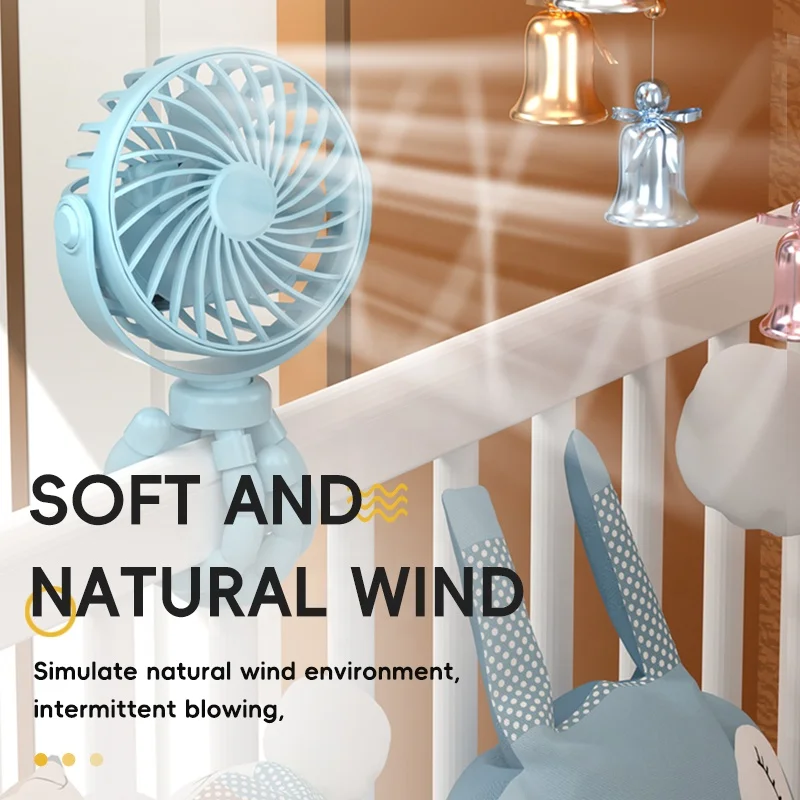 Portable Flexible Tripod USB Battery Mini Rechargeable Clip Fan For Baby Octopus Fan
