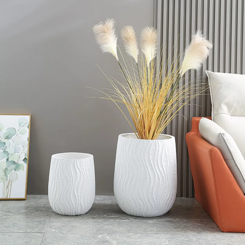 Fiber Clay Flower Garden Planter Pots Wholesale Price Fiber Flowerpots Sets For Indoor Outdoor Home Decoration