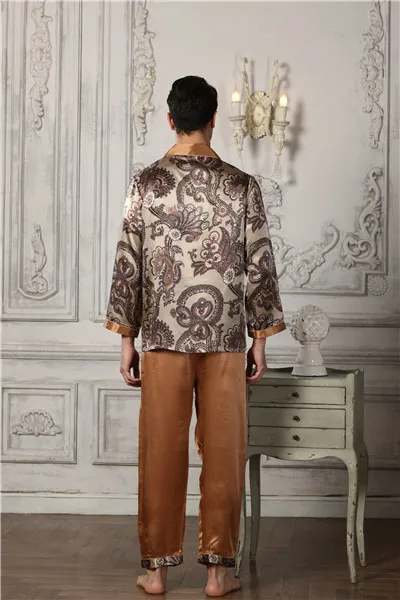 
2019 Silk Pyjamas Mens Satin Pajamas Long Sleeve Sexy Couple Pajamas Set Silk Sleepwear 