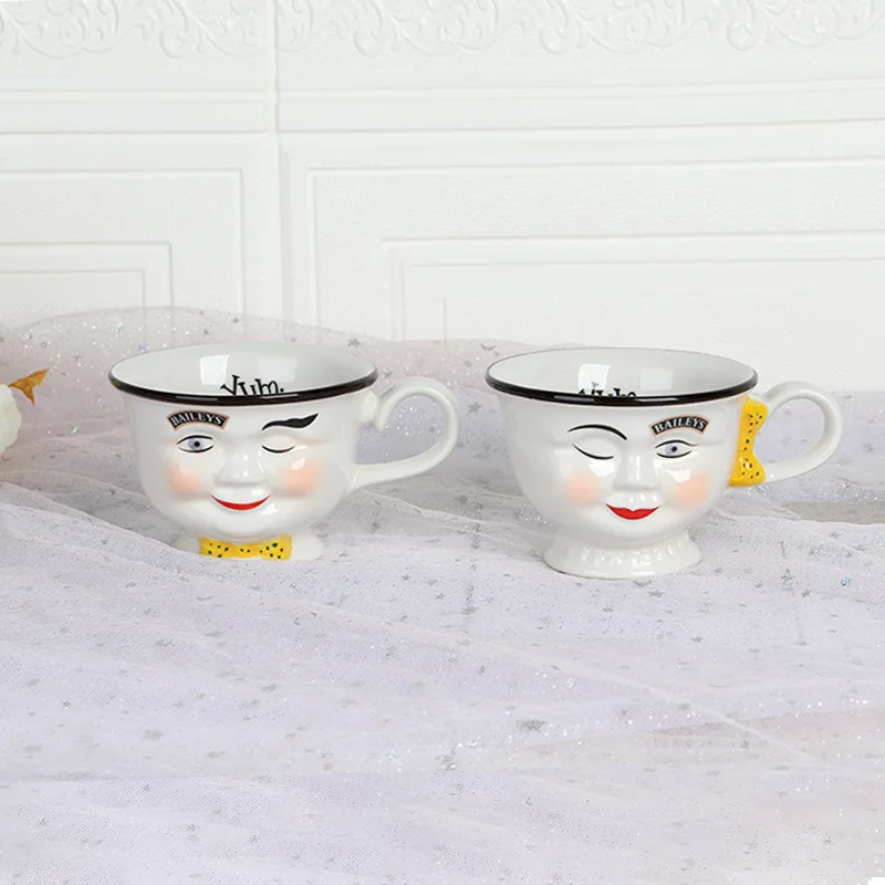 Manufacturers supply good price water cup ceramic mug Nordic creative coffee cups face Funny ceramic tea cups custom
