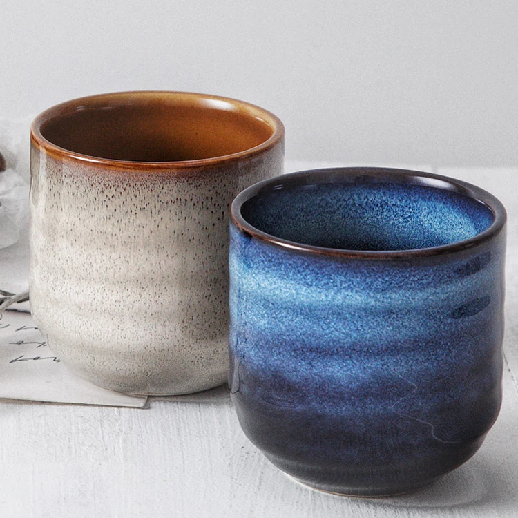 Japanese cheap ceramic kiln change big tea water cup retro tableware restaurant single cups