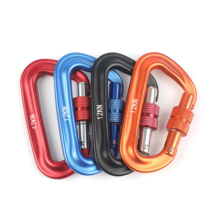 Wholesale flat D-Ring oem engraved custom logo aluminum metal steel keychain hook karabiner carabine
