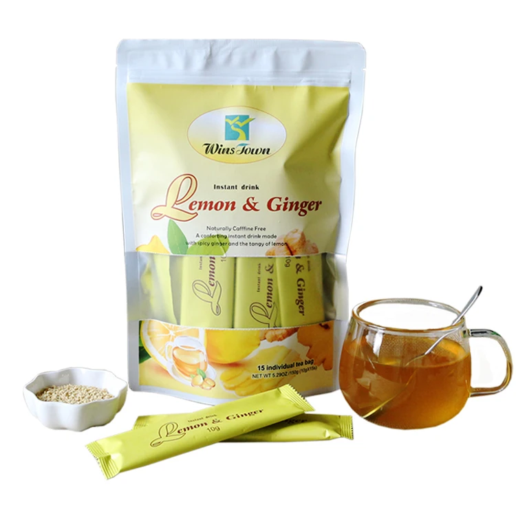 Winston instant lemon ginger flavor tea drink powder Warm Stomach flavour green Tea