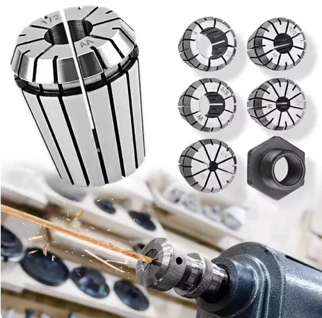 7PCS Woodworking Lathe wood spinning chuck 1/4 3/8 1/2 5/8 3/4 Spring Collet Chuck for CNC Engraving Machine Lathe Milling Tools
