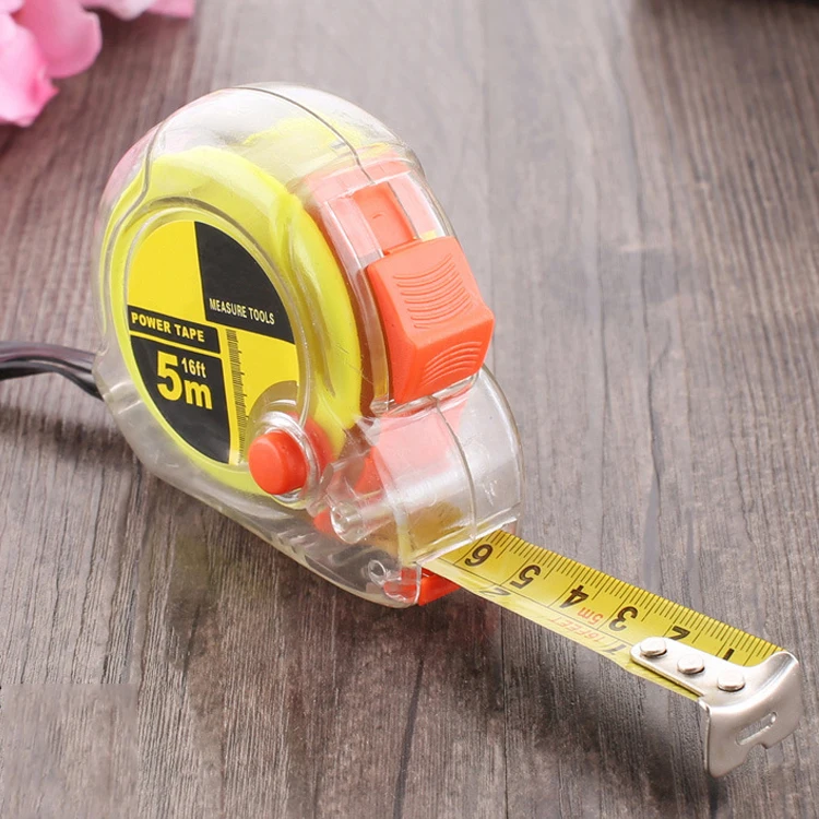 Custom Logo 3m 5m 7.5m 10m Self-lock Steel ABS Case Stainless Steel Transparent Casing Measuring Tape