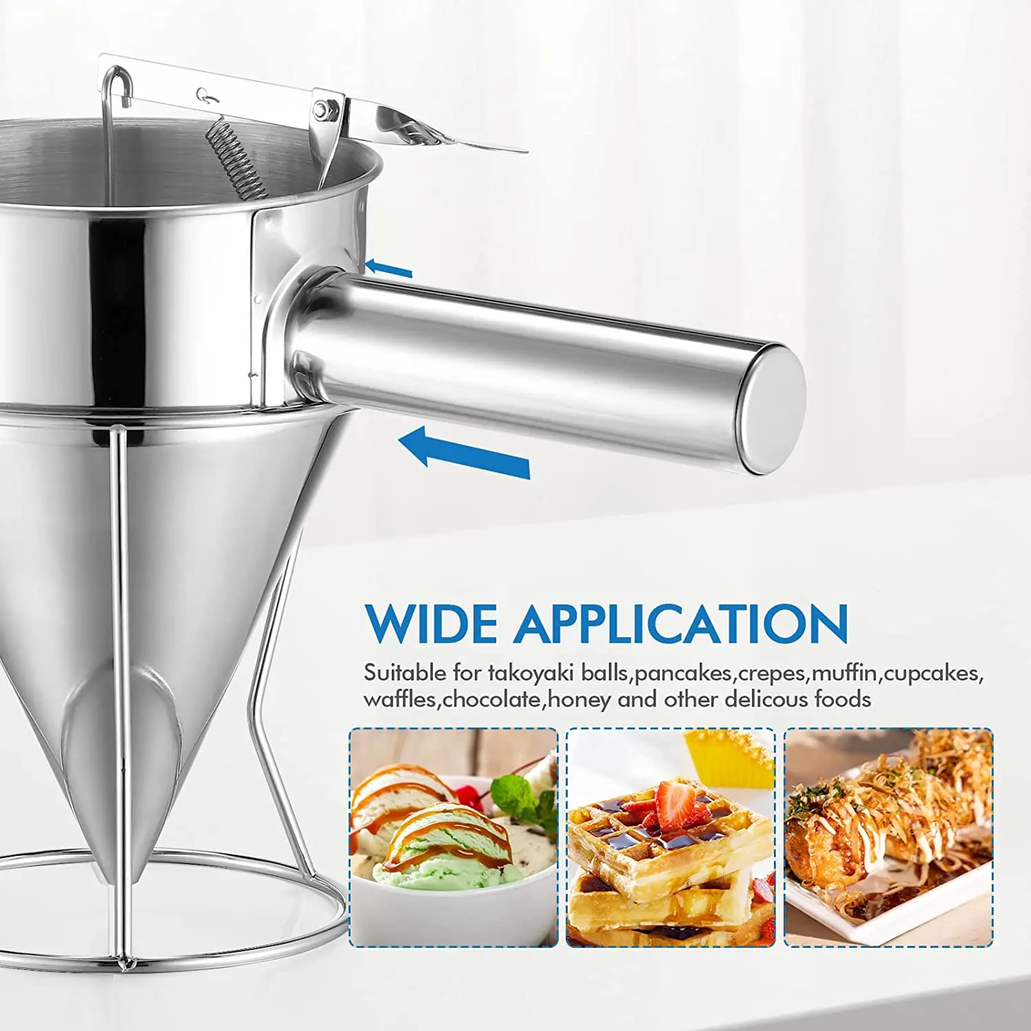 Best Sale Metal Stainless Steel Baking Funnel Dispenser with Stand Cake Desserts Making Bakery