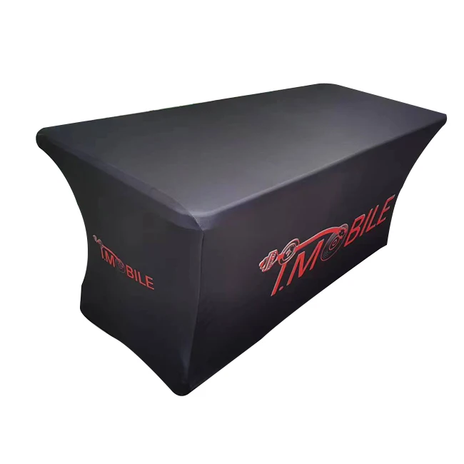 Custom logo Printing 4ft 6ft 8ft Customize Advertising Fitted Stretch Table Cloth Drape Table Cover