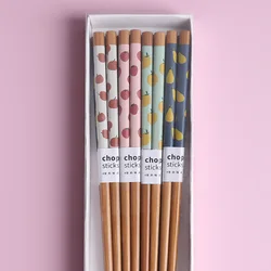 Wholesale 8 Pairs Japanese  Print Box Packed Reusable Chopsticks Non-slip Gift Bamboo Chopsticks