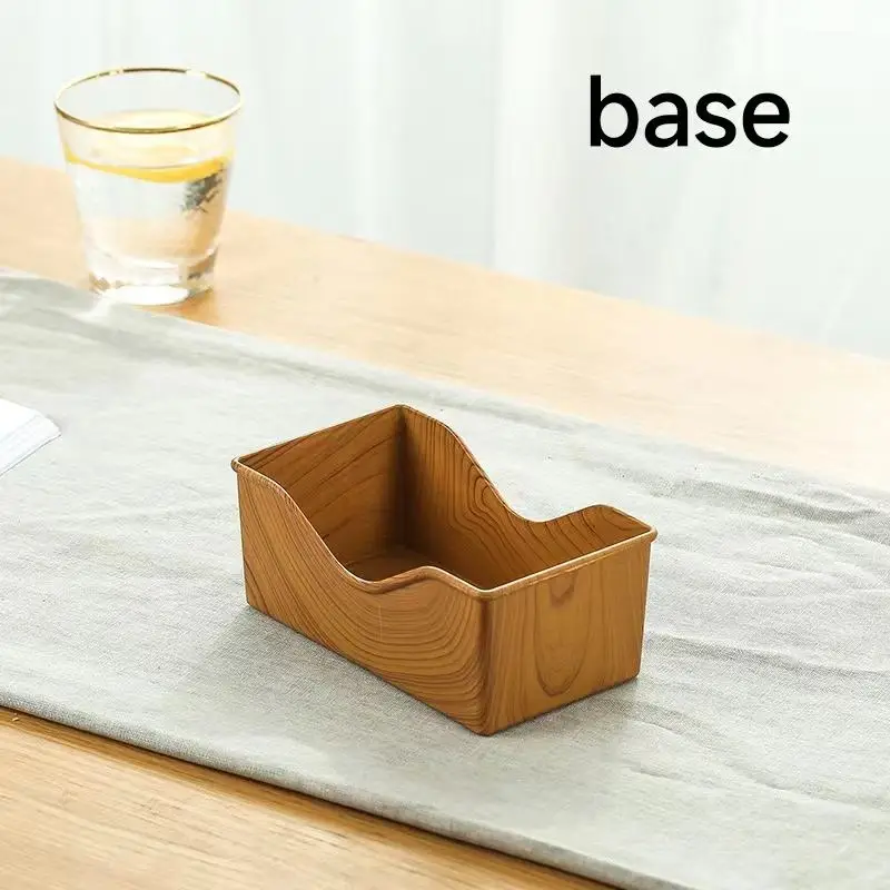 Imitative Wood Plastic Plate Snack Tray Cake Fruit Plate Sushi Breakfast Dried Fruit Dish Bone Spitting Bone Dish Set Tableware