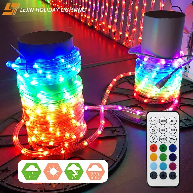 LED programmable rgb rope lighting with remote control for project engineering