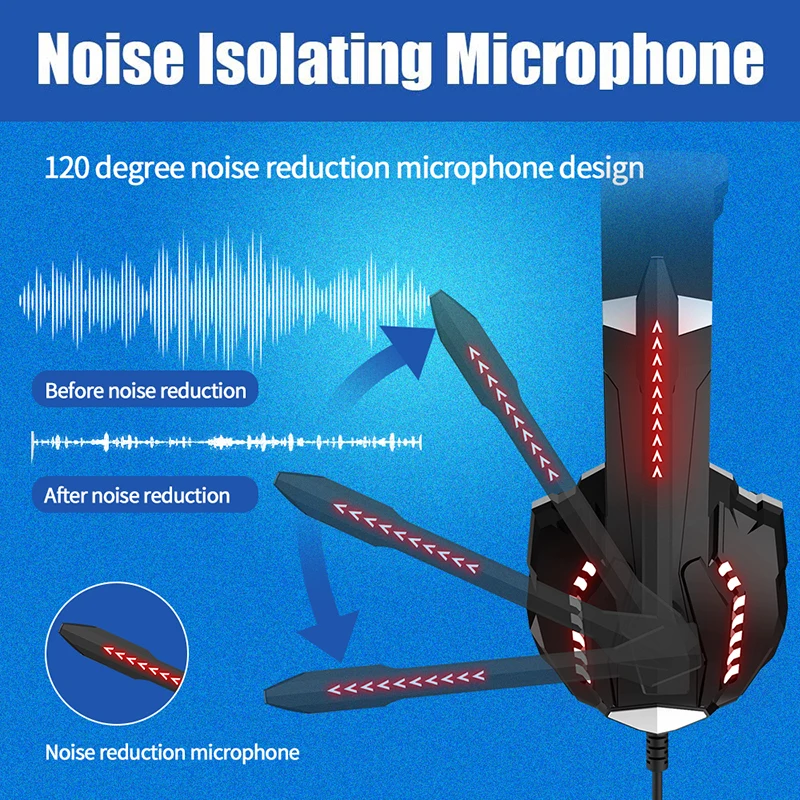 
Free shipping audifonos con de diadema fone gamer earphone led headset gaming headphones with microphone light for xbox 