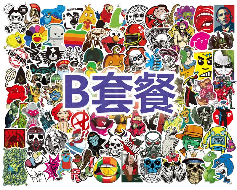 New Hot 100Pcs Random No Repeat Mixture Decal Stickers Doodling Travel DIY Stickers for laptop