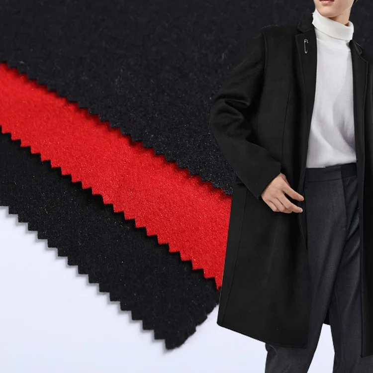 Custom Wholesale china Woven TR 380GSM Polyester Rayon Plain dye Brushed Double face Textile material clothes Fabric For Coat