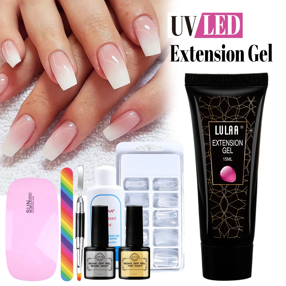 LULAA Factory Direct Sale Extension Poly Gel Nail Kit Nail Products Kit Nail Builder Set