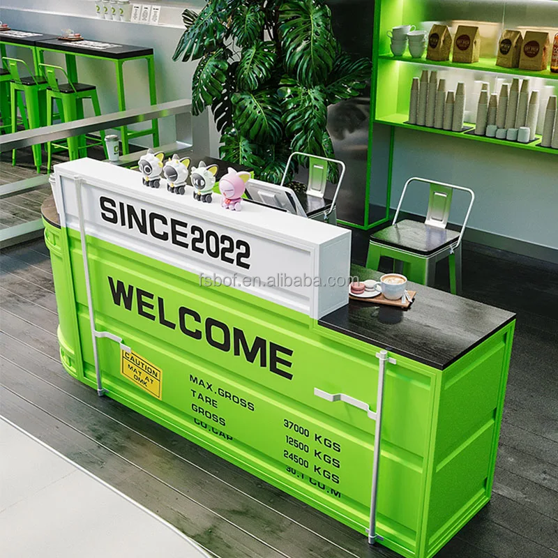 Food counter cafe shop interior design popular modern luxury design white industrial reception desk counter for bar